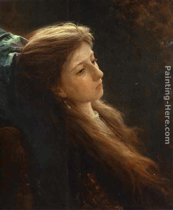 Girl with a Tress painting - Ivan Nikolaevich Kramskoy Girl with a Tress art painting
